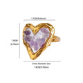 Zircon Geometric Heart Stainless Steel Gold Color Ring